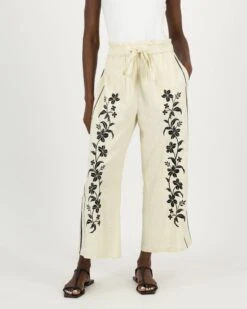 Aika Embroidered Linen Pants