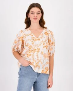 Adriana Two-Tone Linen Blouse