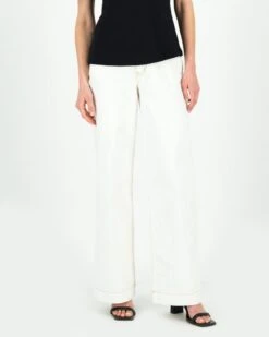 Tobie Topstitched White Denims