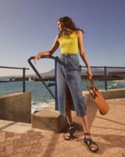 Vita Denim Slit Skirt