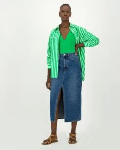 Vita Denim Slit Skirt -Fashion General Store 104385212 C55 3