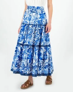 Bean Printed Tiered Skirt