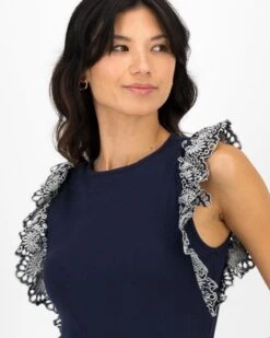 Izara Schiffli Mixed Media Top 11 Izara Schiffli Mixed Media Top -Fashion General Store 104705118 C57 4