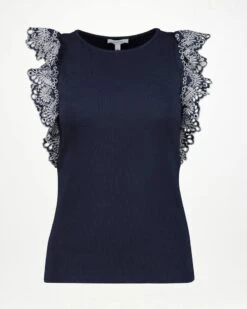 Izara Schiffli Mixed Media Top 13 Izara Schiffli Mixed Media Top -Fashion General Store 104705118 C57 6