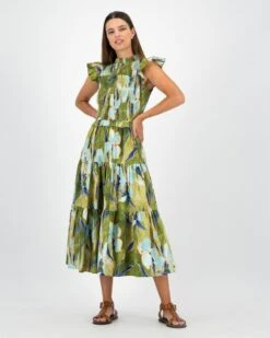 Jemma Printed Gauged Dress