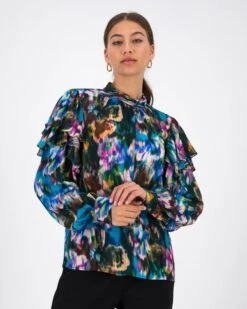 Mani Printed Ruffle Blouse