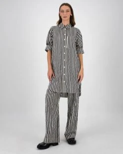 Opal Black White Stripe Dress