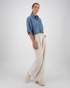 Rasa Crop Denim Shirt -Fashion General Store 105495391 C54 3