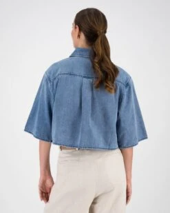Rasa Crop Denim Shirt -Fashion General Store 105495391 C54 4