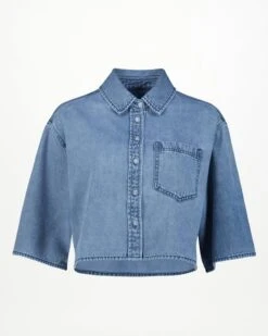 Rasa Crop Denim Shirt -Fashion General Store 105495391 C54 7